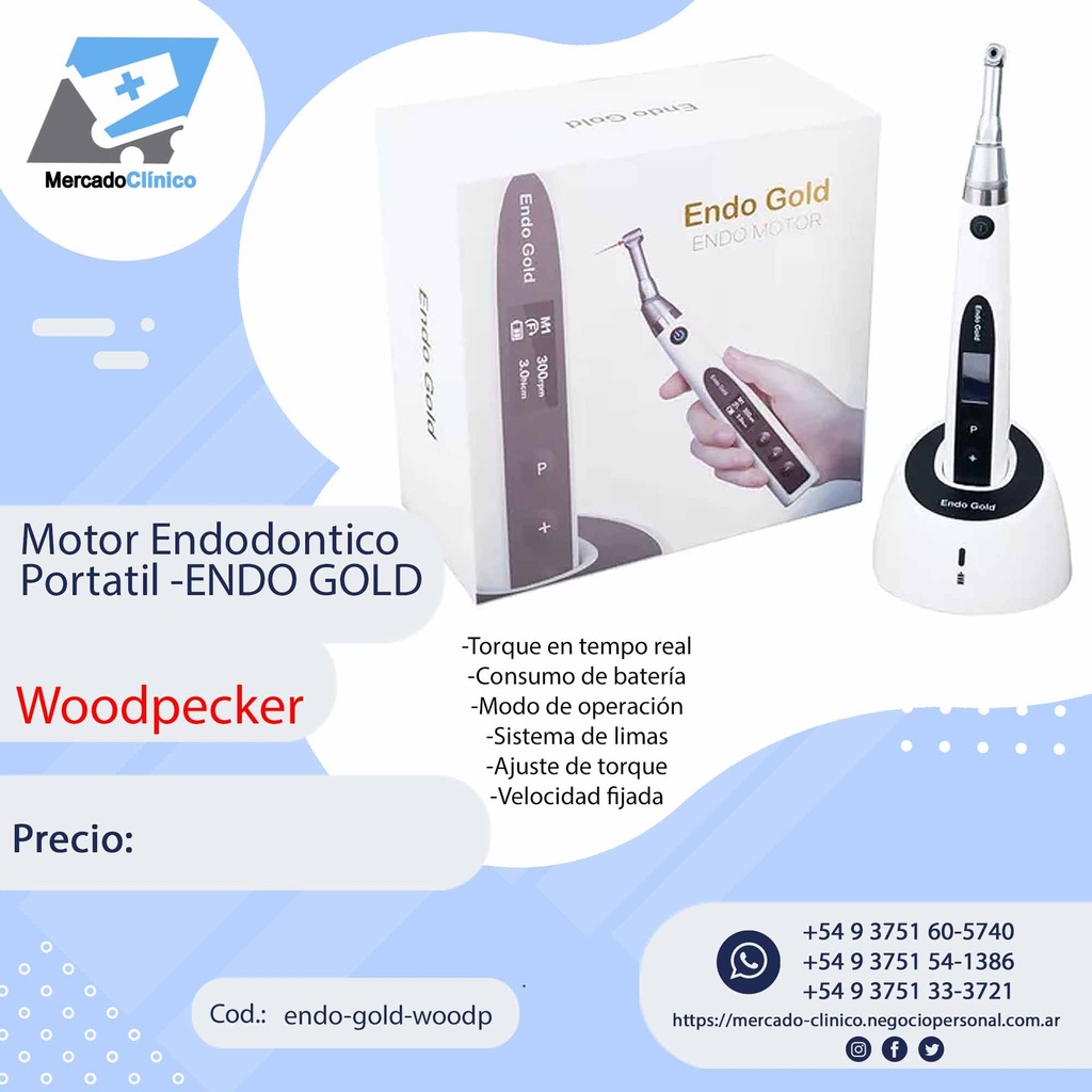 Motor Endodontico - Portatil - Endo Gold - Woodpecker 