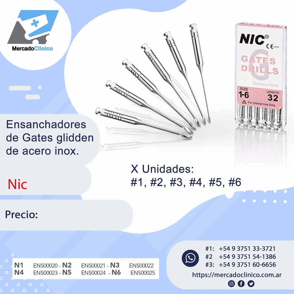 Fresa / ensanchador Gates Glidden X UNIDAD - NIC