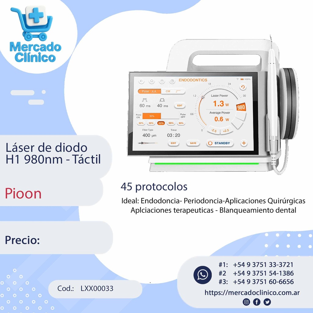 Láser de diodo H1 980nm - Táctil - Pioon