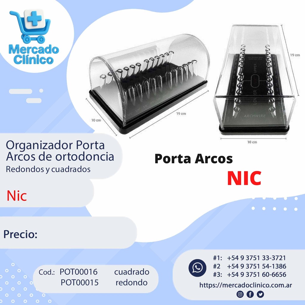 Organizador / Porta arcos Redondos o Cuadrado - con tapa - NIC  
