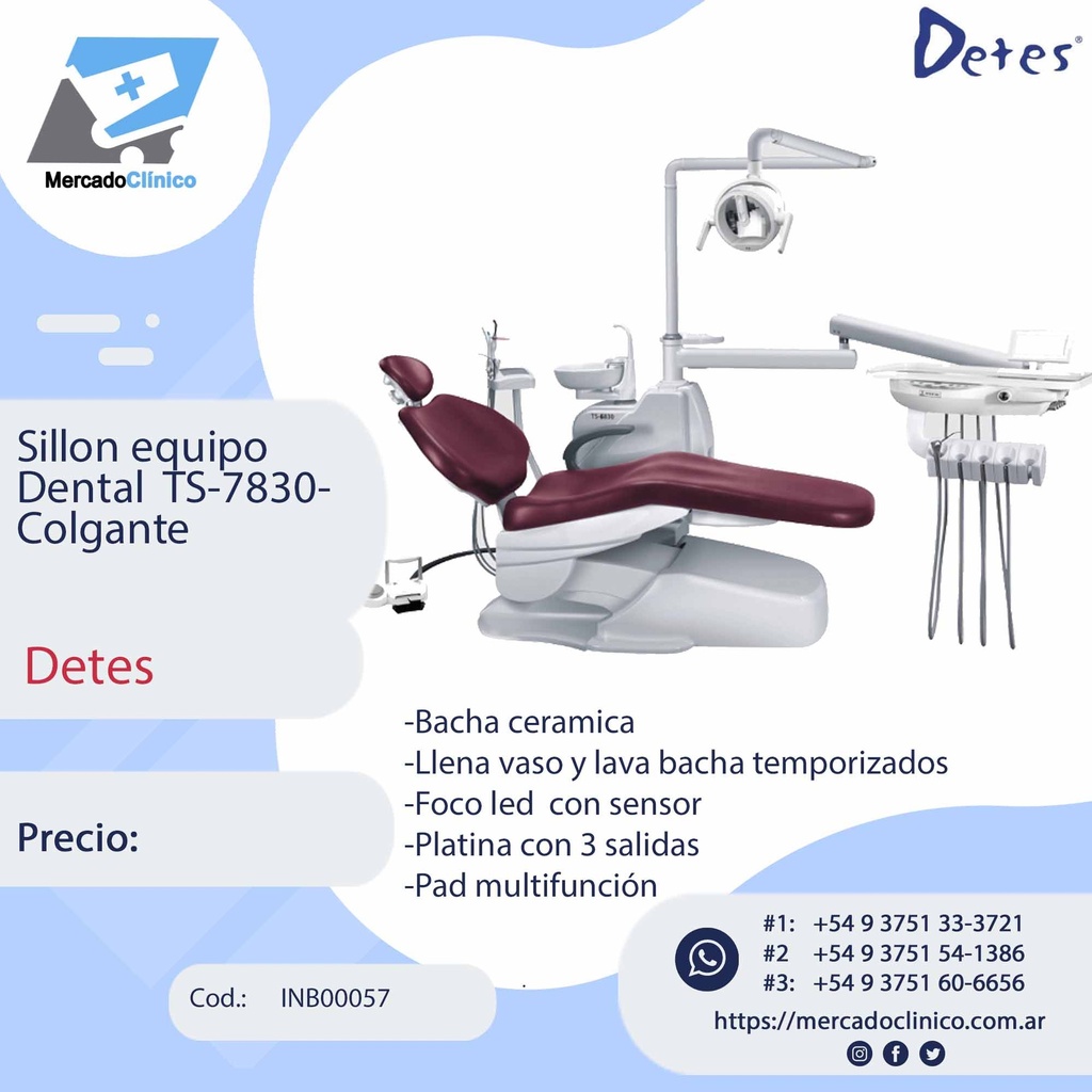 Sillon equipo Dental TS-7830 - Colgante - Detes