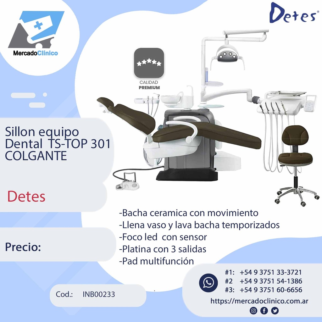Sillon equipo Dental TS-TOP 301 - Colgante - Detes