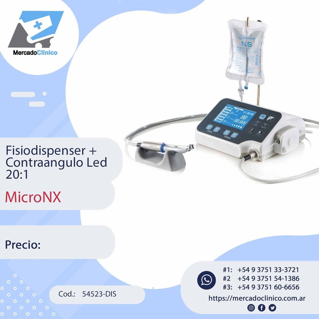 MOTOR - Fisiodispenser +  Contra Ángulo 20:1  Luz LED - MicroNX