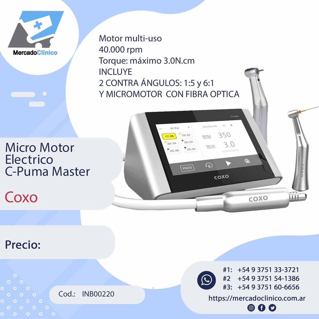 MOTOR eléctrico multiplicador + endomotor - digital tactil - C-PUMA MASTER - Coxo
