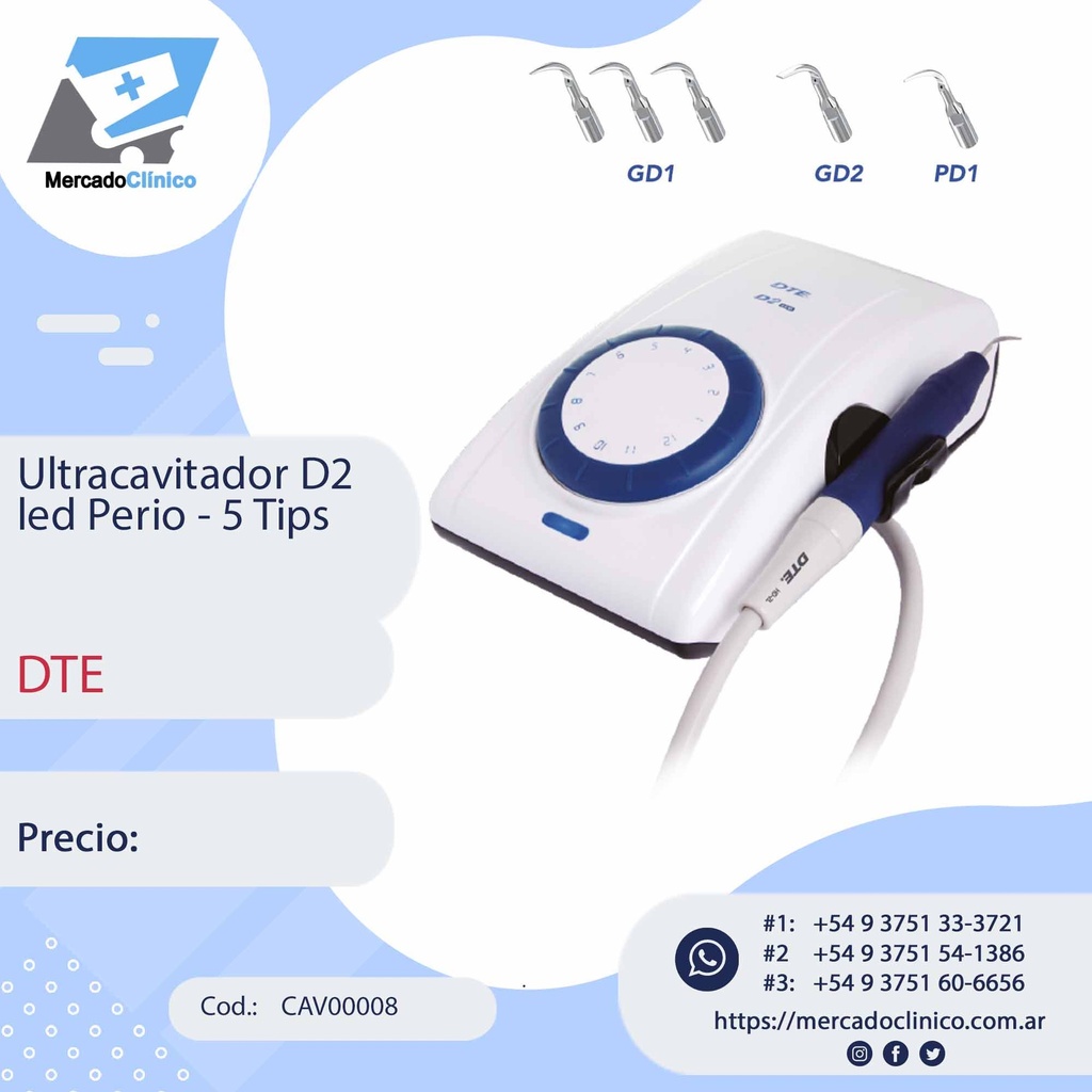 Cavitador ultrasónico Ultracavitador D2 Led Perio - 5 Tips - DTE
