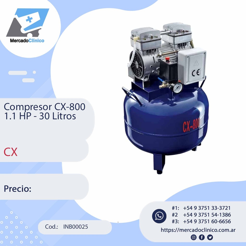 Compresor 1.1HP 30 Litros - 1.1 HP - CX