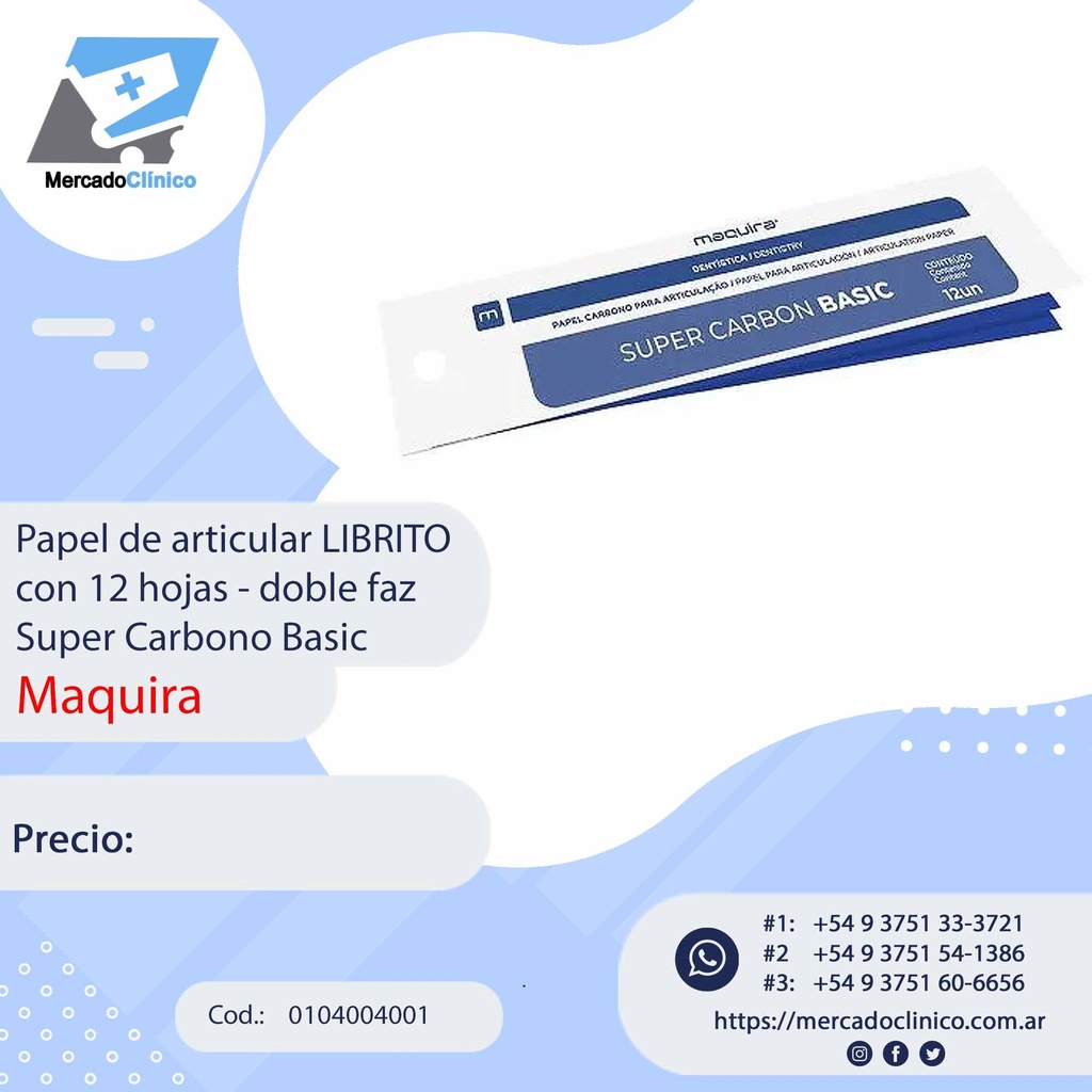 Papel de articular LIBRITO con 12 hojas - doble faz Super Carbono Basic - Maquira