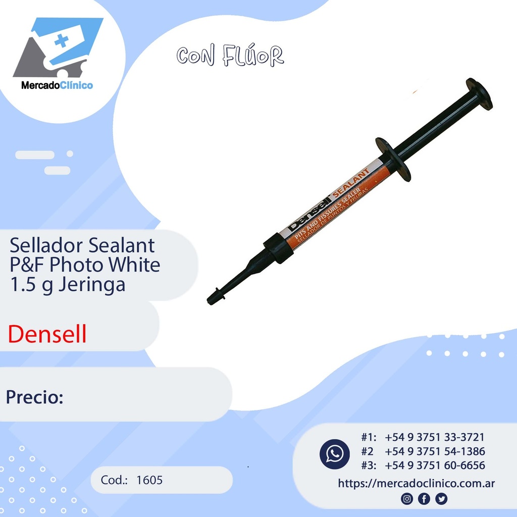 Sellador Sealant P&F Photo White 1.5 g Jeringa - Densell