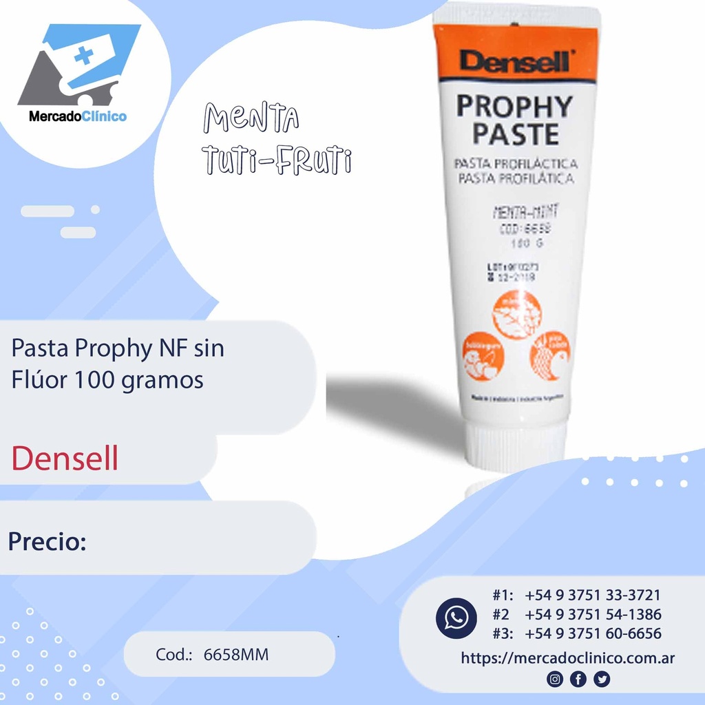 Pasta Prophy NF sin Flúor 100 gramos - Densell