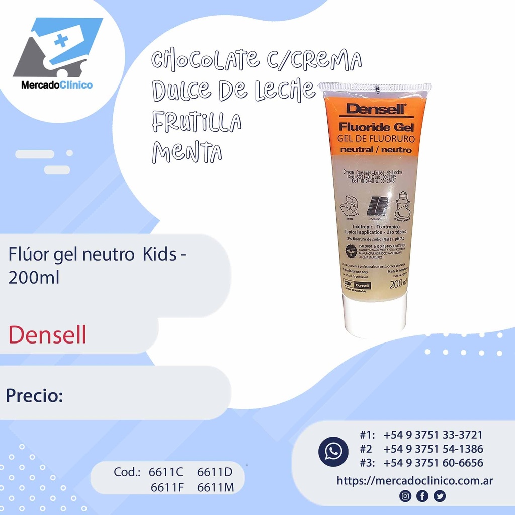 Flúor  Fluoride Gel - Neutro - 200ml - Densell