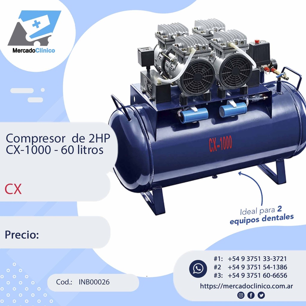 Compresor CX-1000 - 60 Litros - 2 HP - CX 