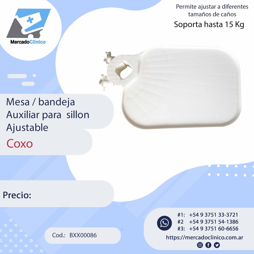 Mesa / Bandeja auxiliar reforzada para cualquier sillon dental - Coxo