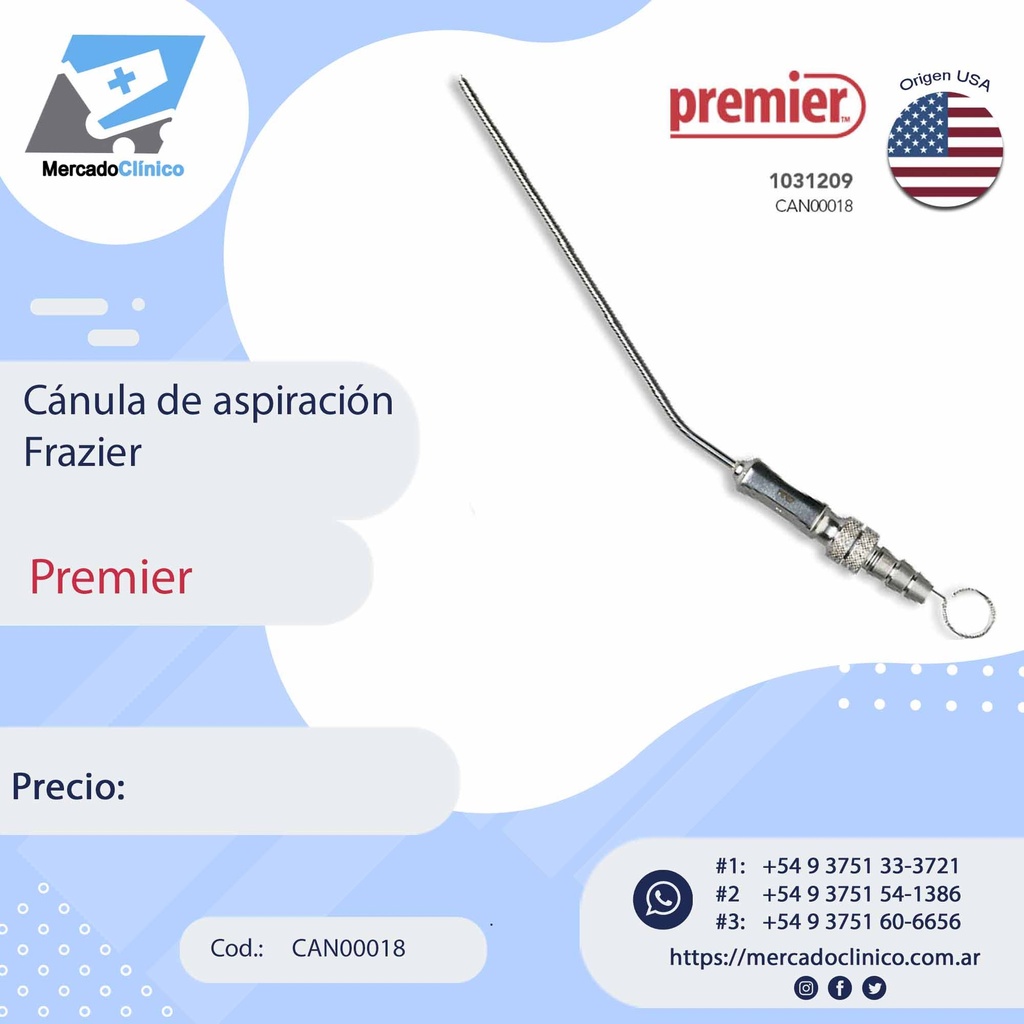 Cánula de aspiración Frazier - Premier