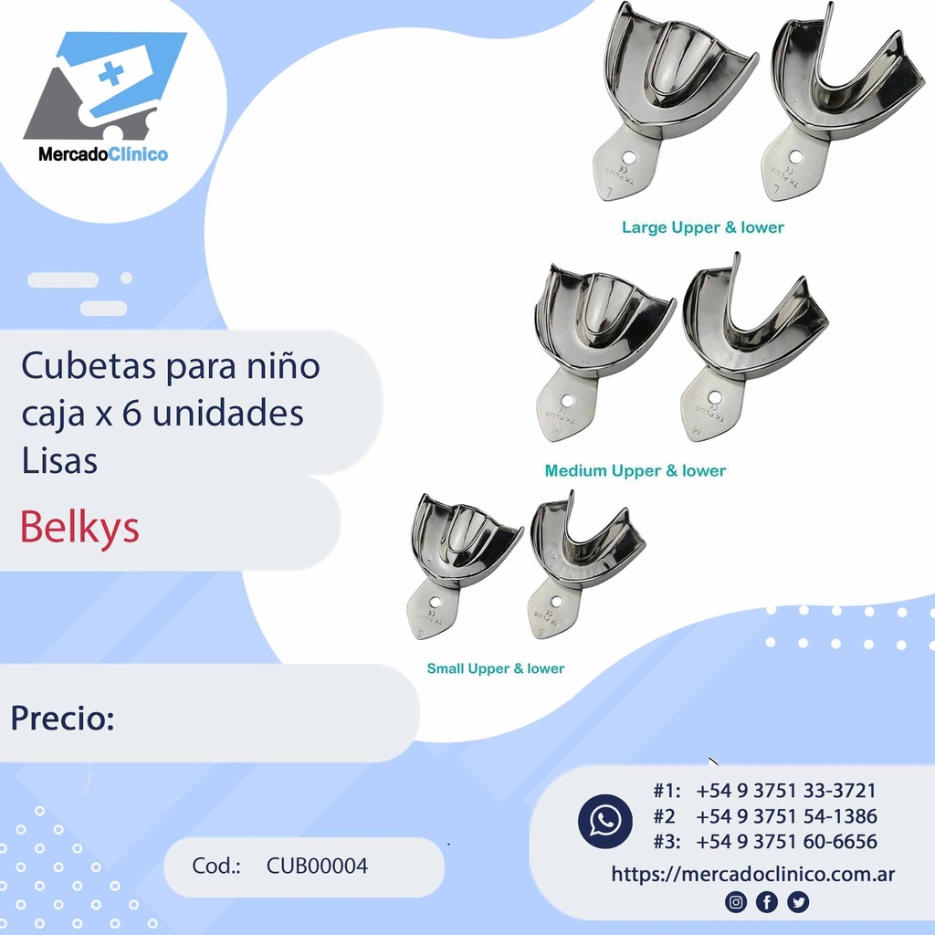 
Cubetas metálica para niño caja x 6 unidades lisas - Belkys