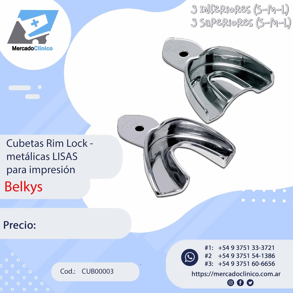 Cubetas Rim Lock -  metálicas LISAS para impresión - ADULTO - Belkys