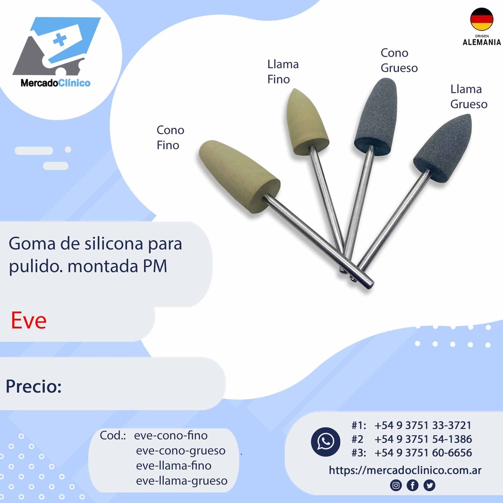 Goma de silicona para pulido montada PM - EVE