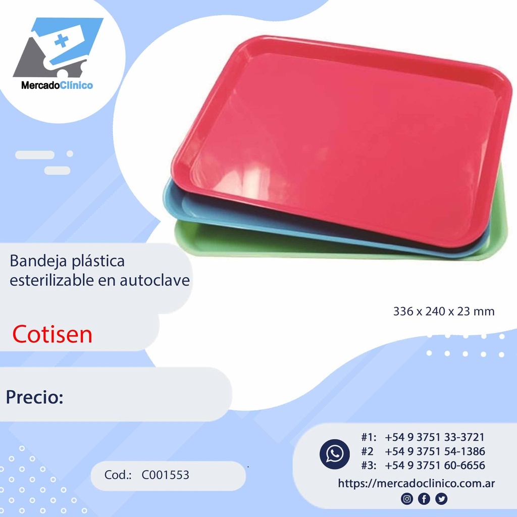 Bandeja plástica esterilizable en colores - Cotisen
