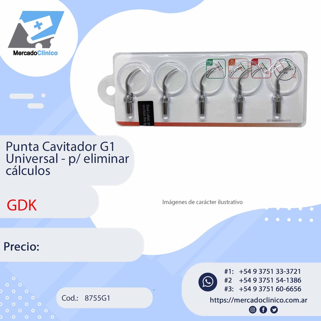 Punta para Cavitador G1 Universal - p/ eliminar cálculos - GDK
