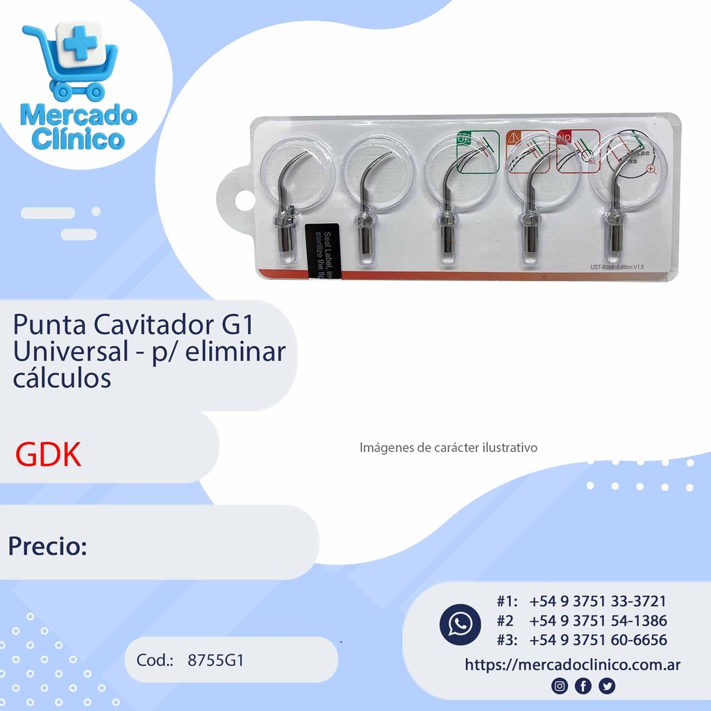 Punta para Cavitador G1 Universal - p/ eliminar cálculos - GDK