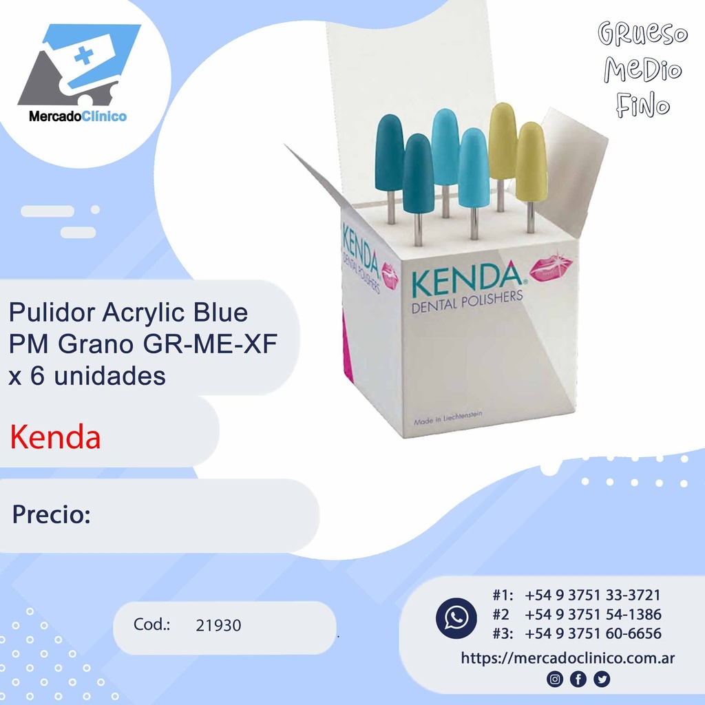 Pulidor Acrylic Blue PM Grano GR-ME-XF x 6 unidades - Kenda