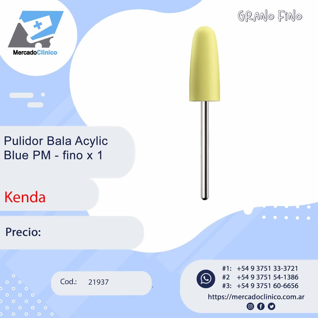 Pulidor Bala Acylic  Blue PM - fino x 1 - Kenda