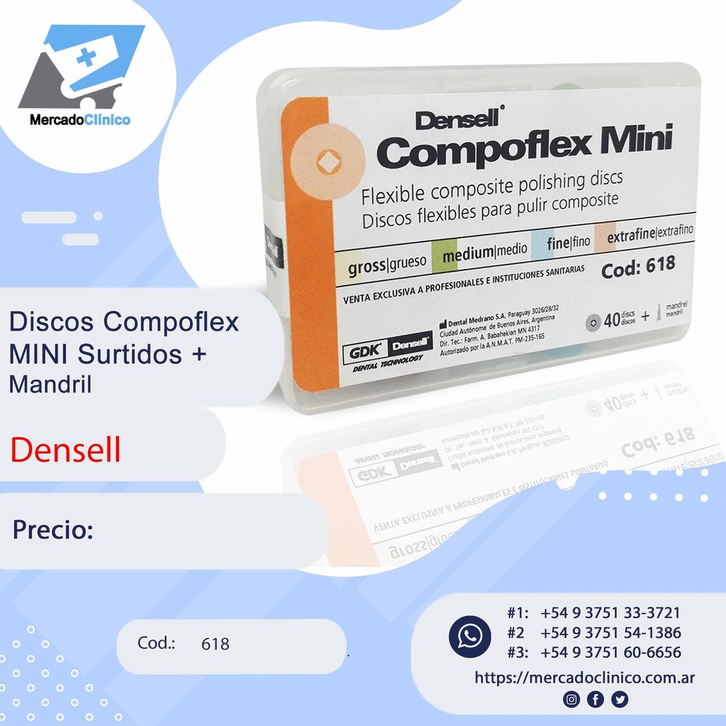 Discos Compoflex MINI - 40 discos Surtidos + con mandril - Densell