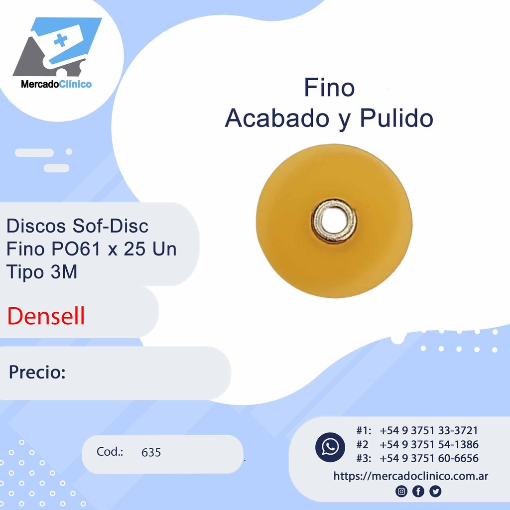 Discos Sof-Disc  Fino PO61 x 25 Un Tipo 3M - Densell
