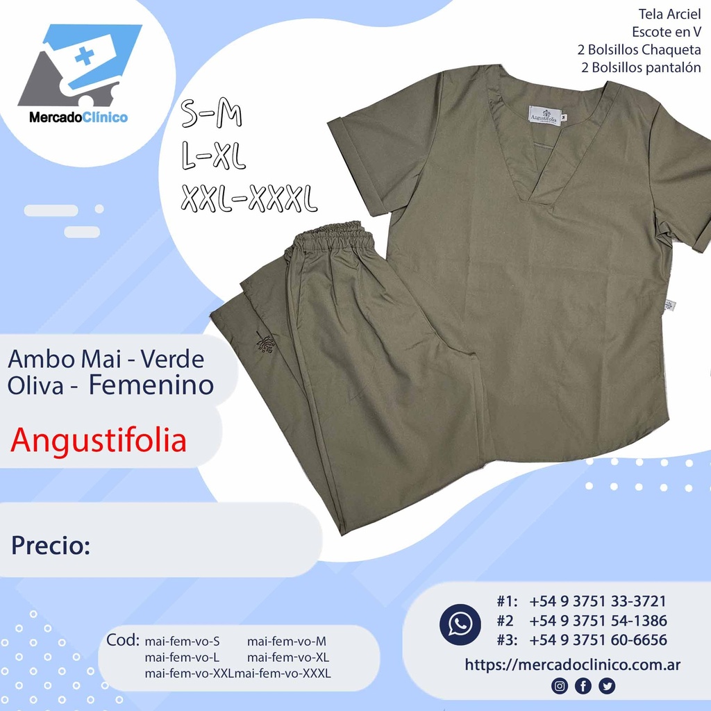 Ambo Mai - Pantalón y chaquetilla - Verde Oliva - Femenino - Angustifolia