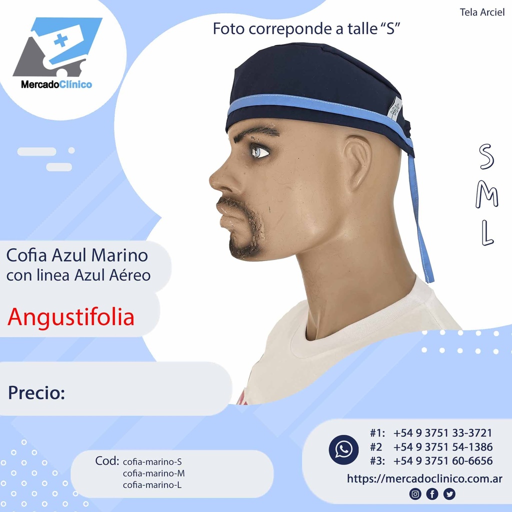 Cofia Azul Marino c/ línea azul aéreo - Angustifolia