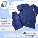 Ambo Mat - Pantalón y chaquetilla - Azul marino con detalles en celeste - Masculino - Angustifolia