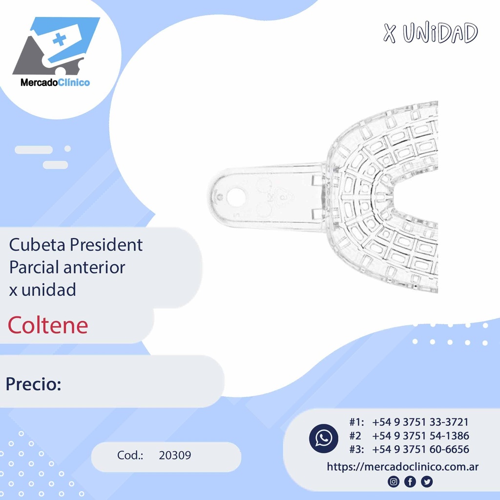 Cubeta President  para implantes, etc - plástica autoclavable - Parcial Anterior - Coltene