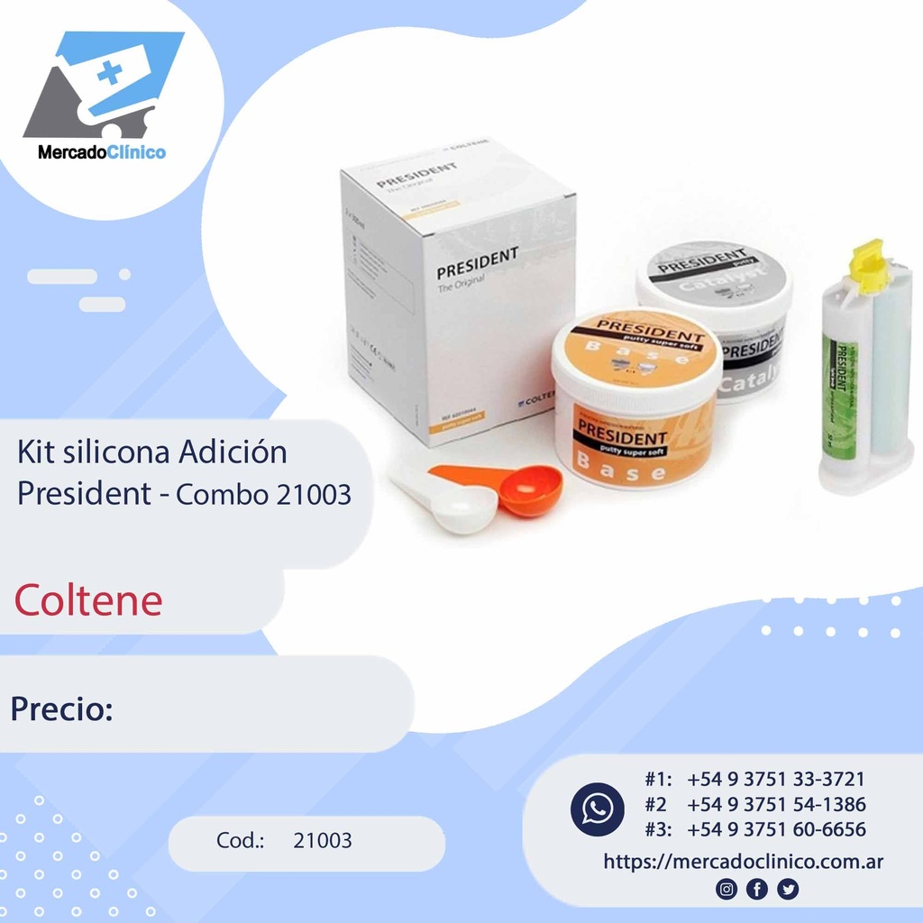 Kit Silicona Adición - Puty+soft -  President - Combo 21003 - Coltene