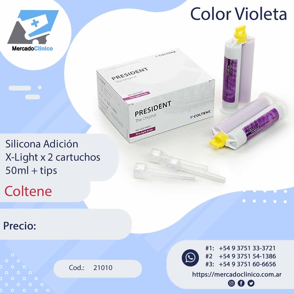 Silicona Adición  X-Light x 2 cartuchos 50ml + tips - 21010