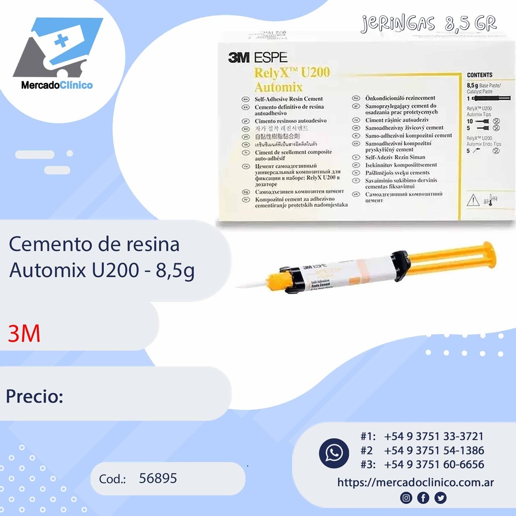 Cemento de resina Relyx Automix U200 - Jeringa 8,5 gr-  3M