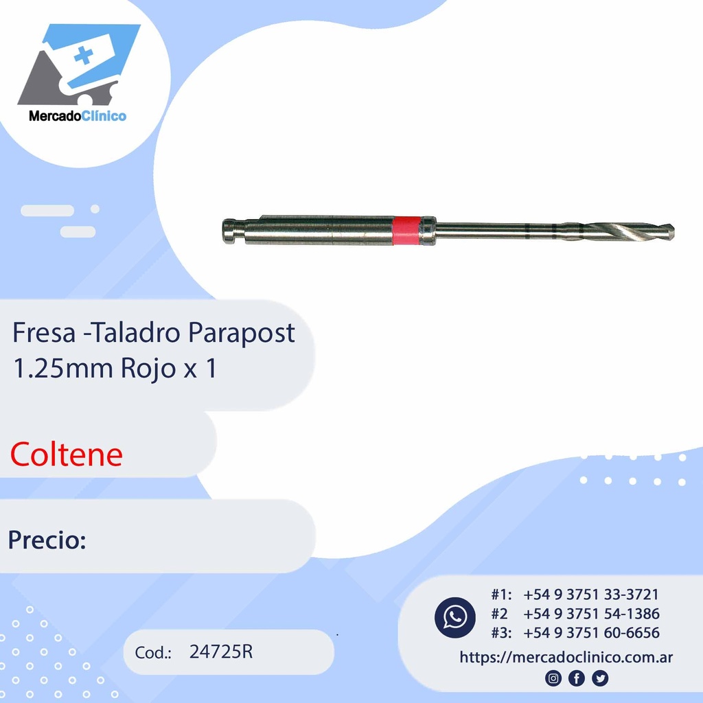 Fresa - Taladro Parapost  1.24 Rojo x 1 - Coltene