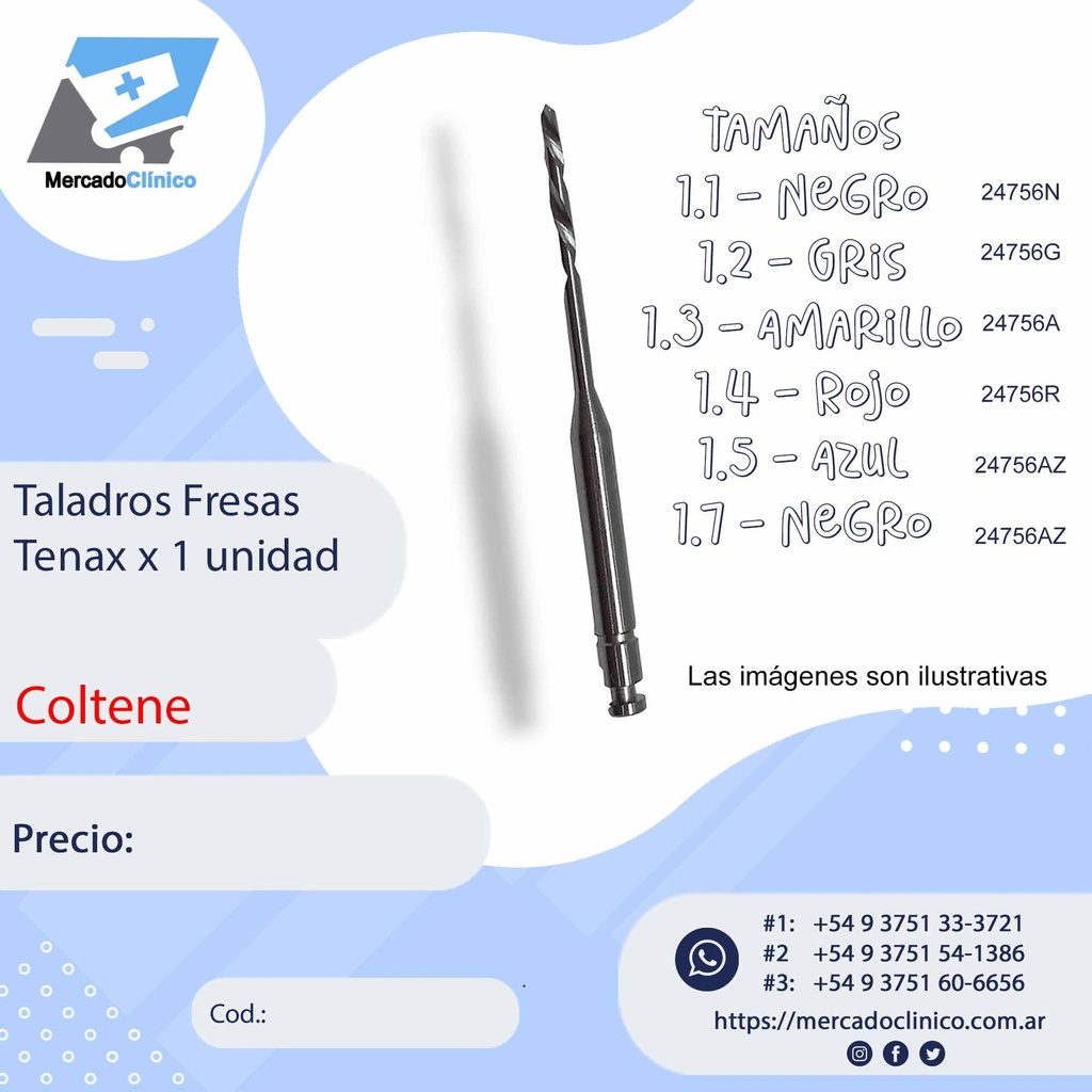Taladros Fresas  Tenax x 1 unidad- Coltene 