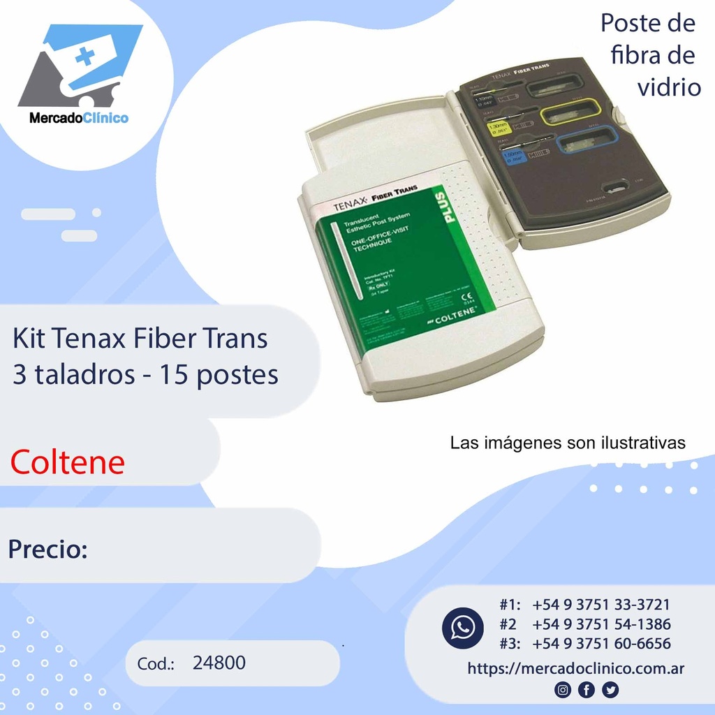 Kit Tenax Fiber Trans 3 taladros - 15 postes - Coltene