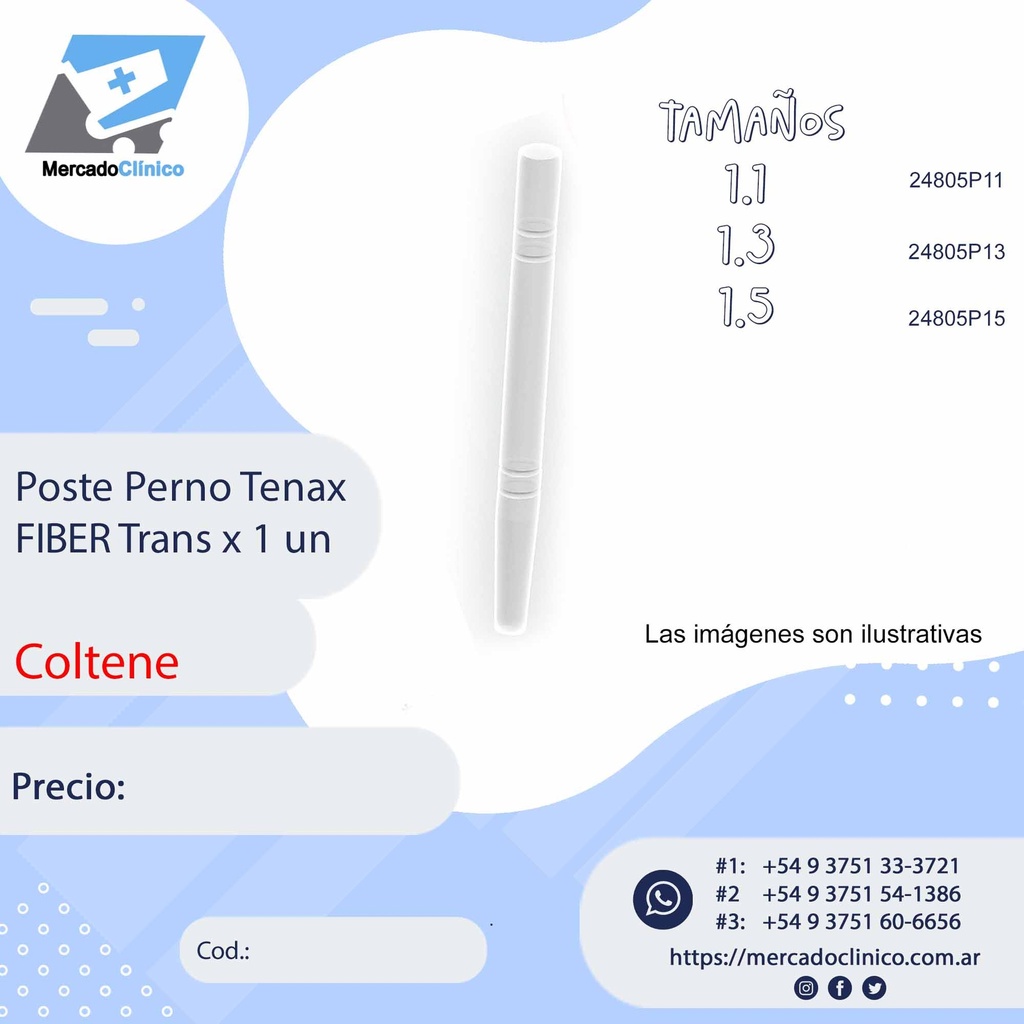 Poste / Perno Tenax  FIBER Trans - x 1 unidad - Coltene