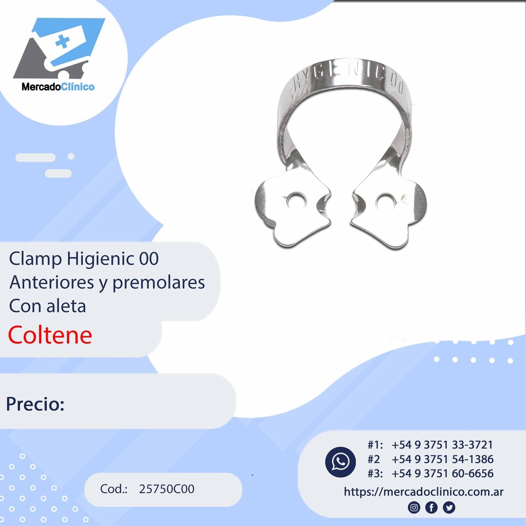 Clamp Higienic 00  Anteriores y premolares Con aleta - Coltene