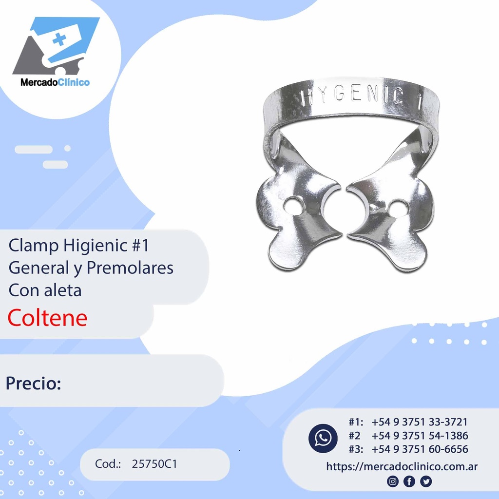 Clamp Hygienic #1 General y Premolares Con aleta - Coltene