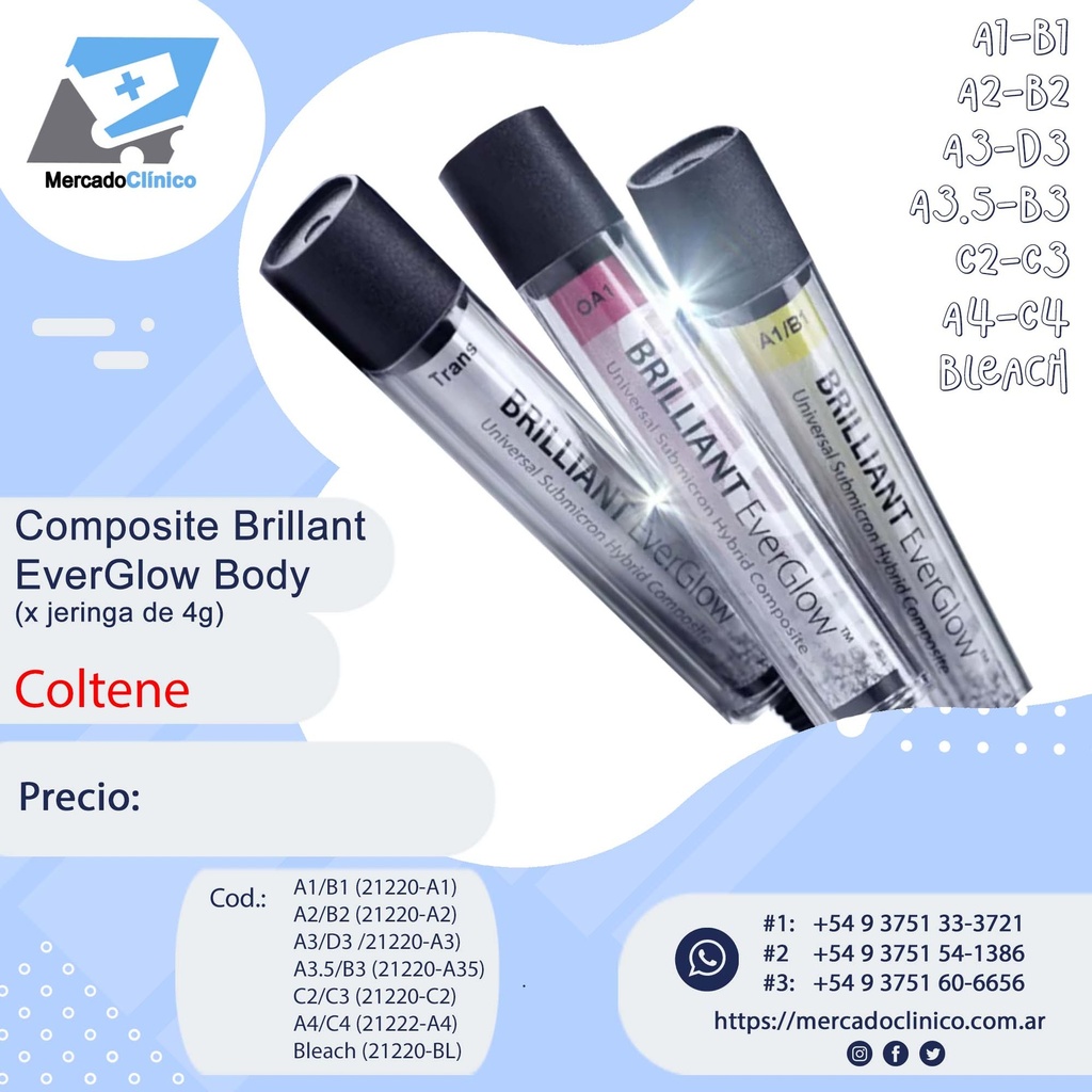 Composite Brilliant EverGlow Body - Jeringa de 4g - Coltene