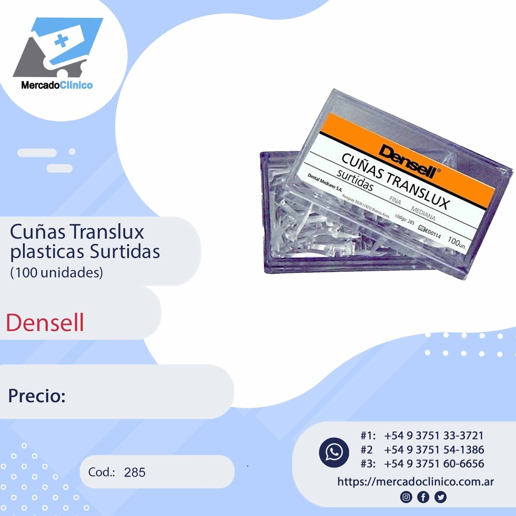 Cuñas Translux plásticas Surtidas (100 unidades) - Densell