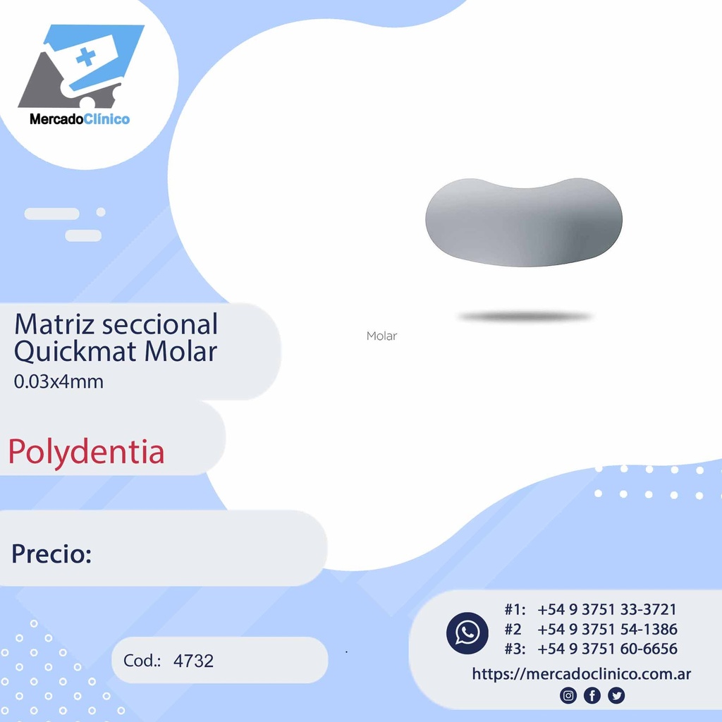 Matriz seccional Quickmat Fit Molar 0.04mm - Polydentia