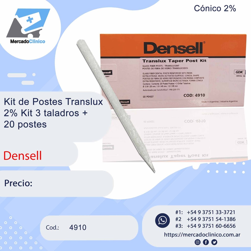 Kit de Postes Translux 2% - Kit 3 taladros + 20 postes - Densell