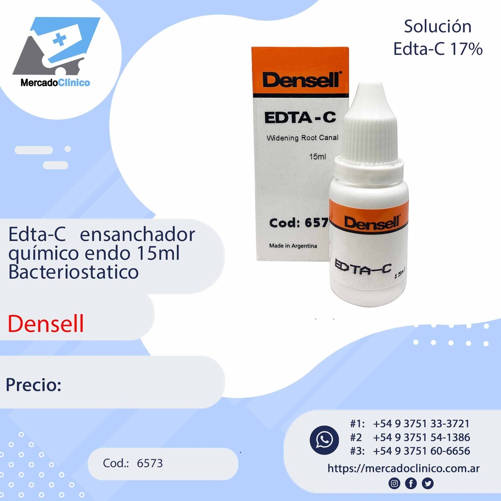 Edta-C -  ensanchador químico endo 15ml Bacteriostático - Densell