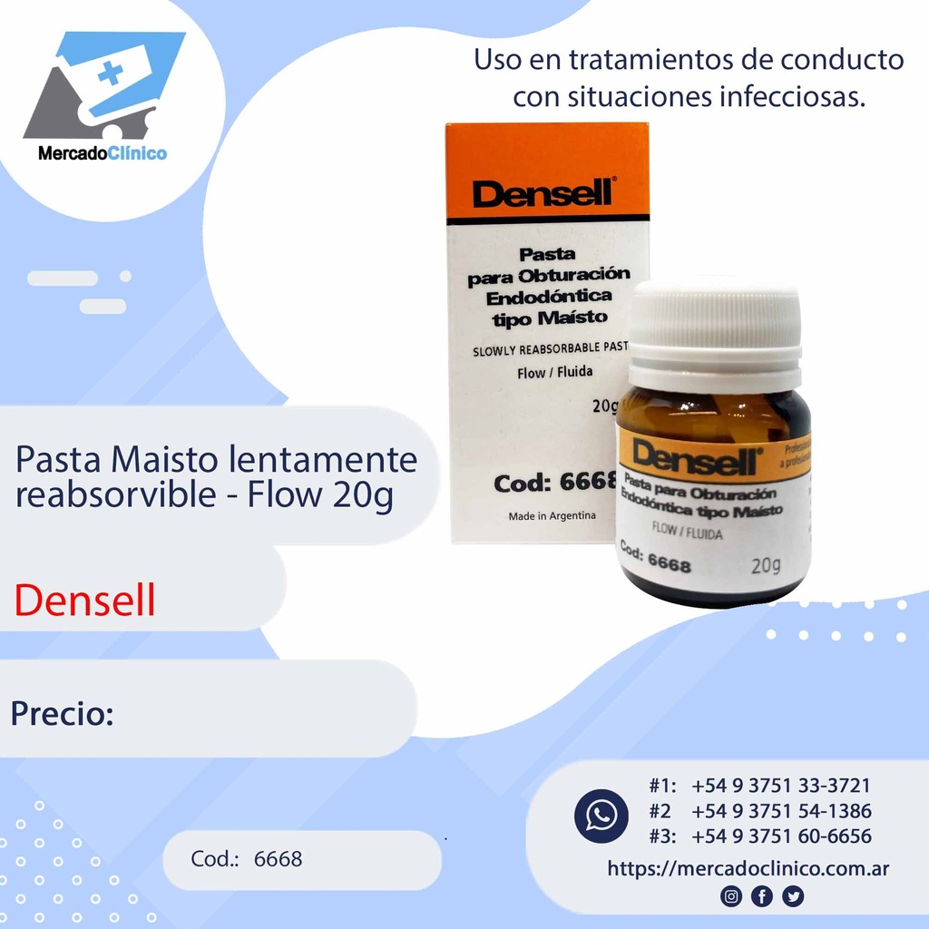 Pasta Maisto lentamente reabsorbible - Flow 20g - Densell