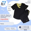 Ambo Ter - Pantalón y chaquetilla - Negro con detalle Verde Lima - Femenino - Angustifolia
