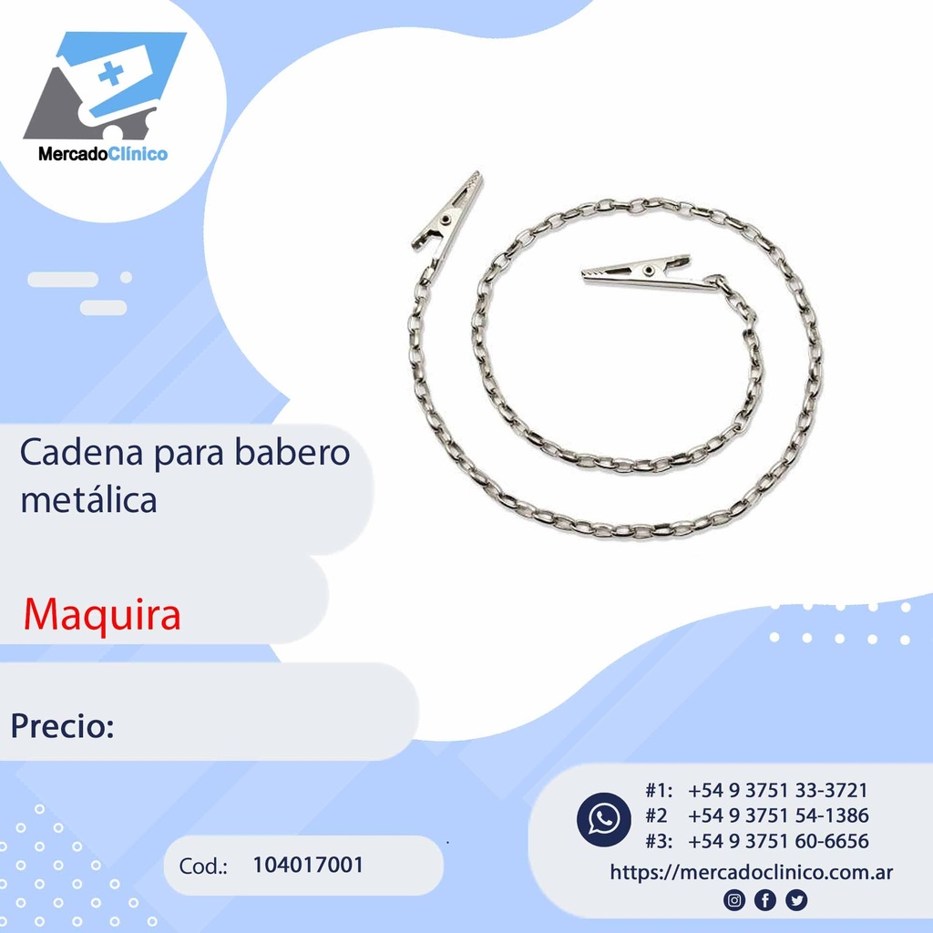 Cadena para babero CLIP- metálica - MAQUIRA 