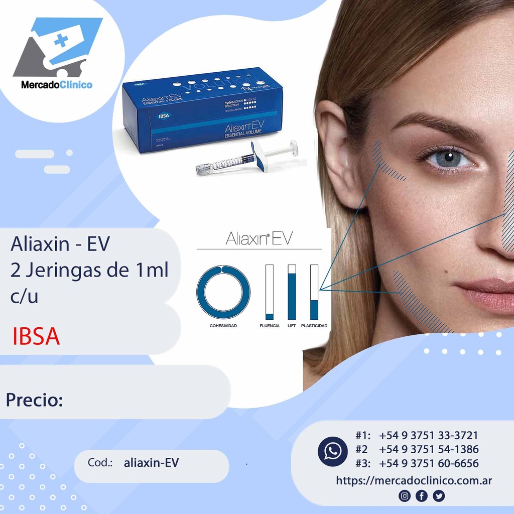 Aliaxin EV - 2 Jeringas de 1ml c/u - Ac. Hialurónico - IBSA