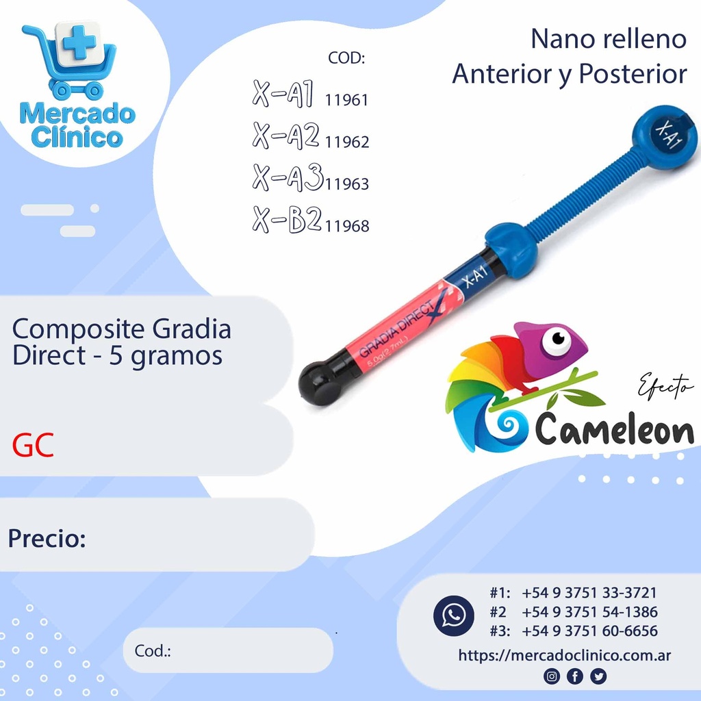 Composite  Gradia Direct  Varios colores - Nano relleno Anteriores y posteriores- GC